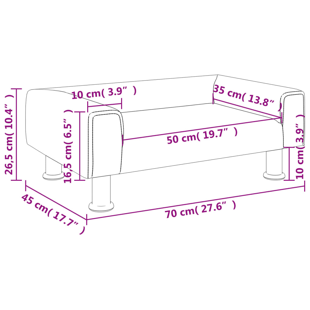 Canapea pentru copii, roz, 70x45x26,5 cm, catifea