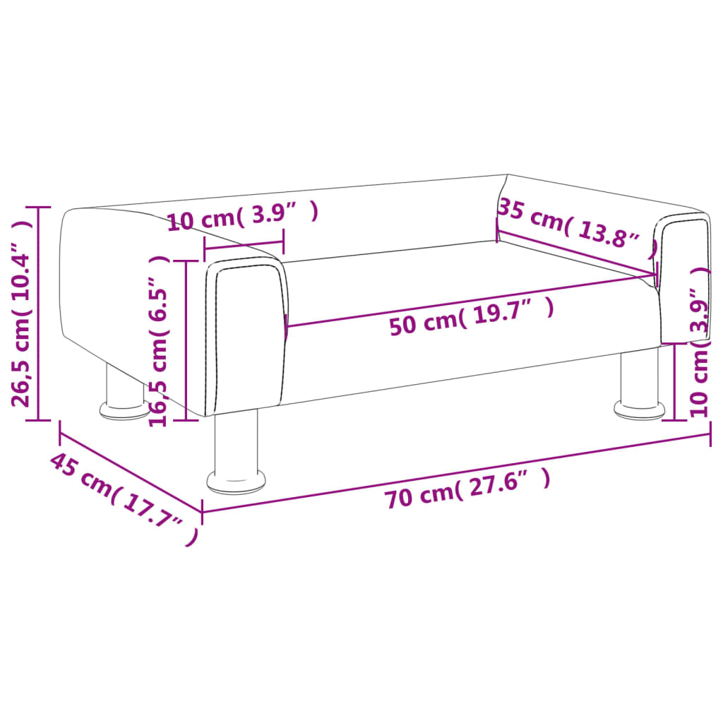 Canapea pentru copii, maro, 70x45x26,5 cm, catifea