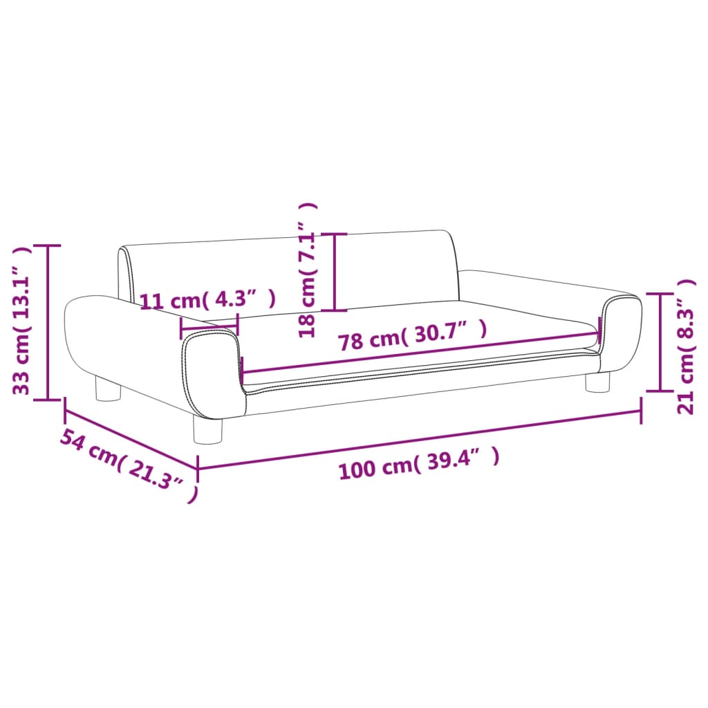 Canapea pentru copii, gri deschis, 100x54x33 cm, catifea