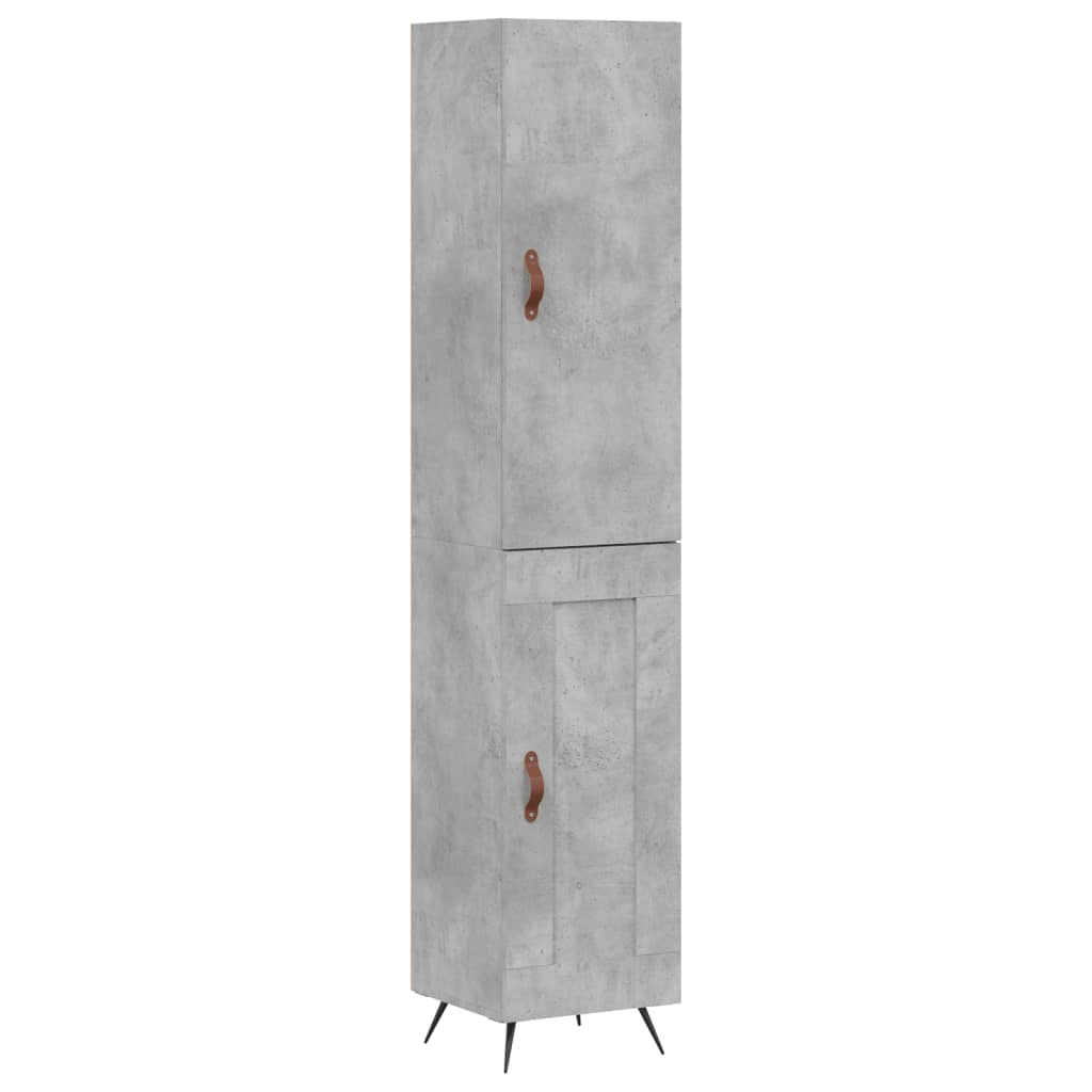 Dulap înalt, gri beton, 34,5x34x180 cm, lemn prelucrat