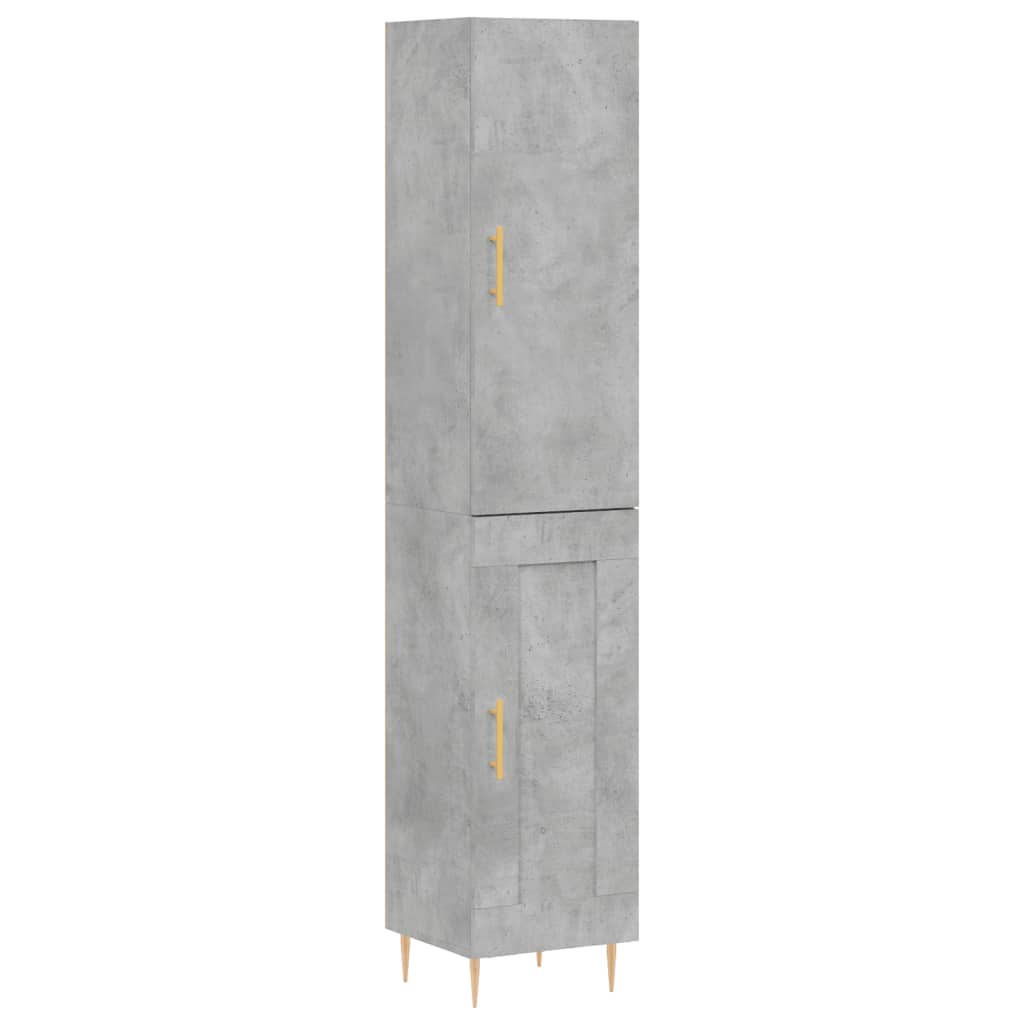 Dulap înalt, gri beton, 34,5x34x180 cm, lemn prelucrat