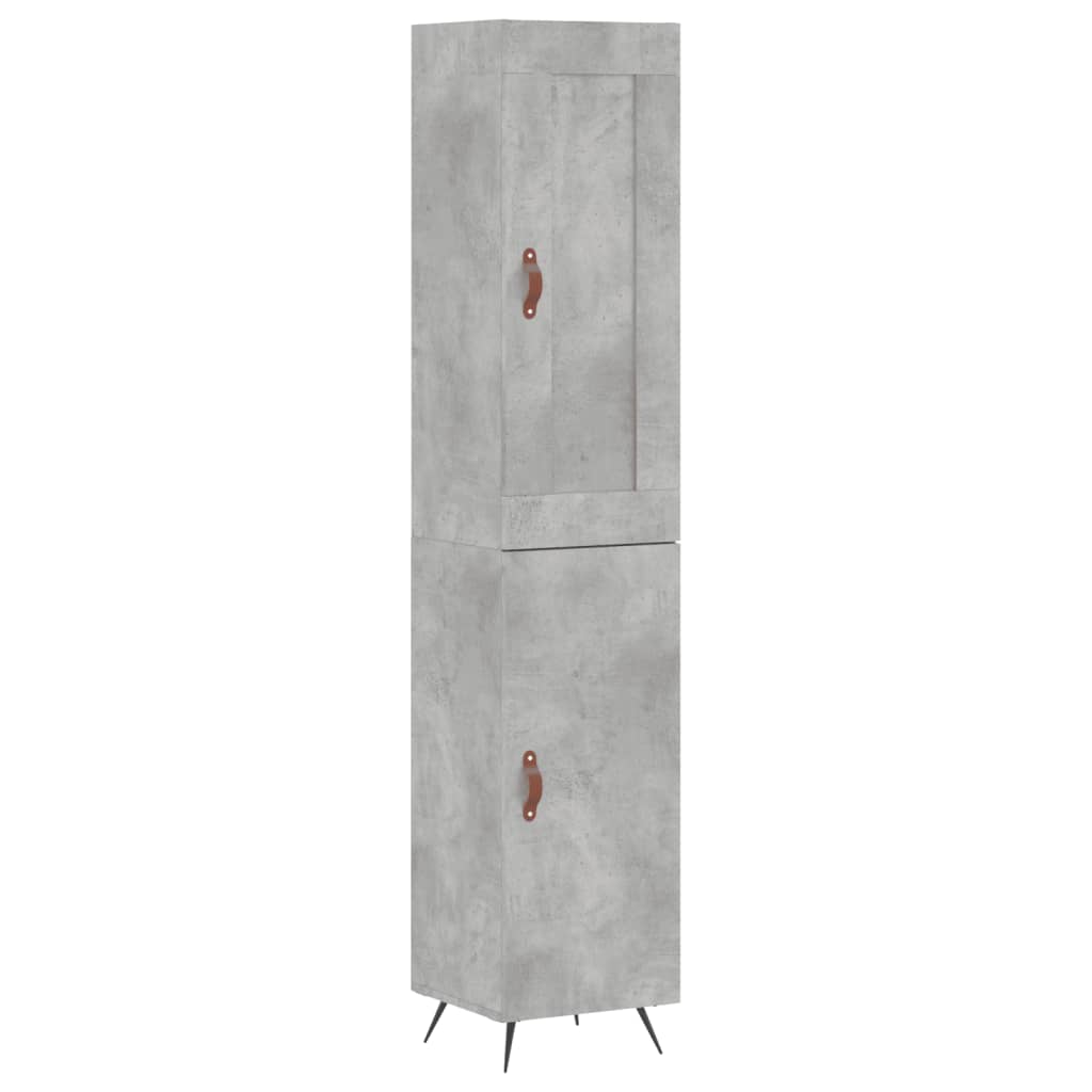 Dulap înalt, gri beton, 34,5x34x180 cm, lemn prelucrat