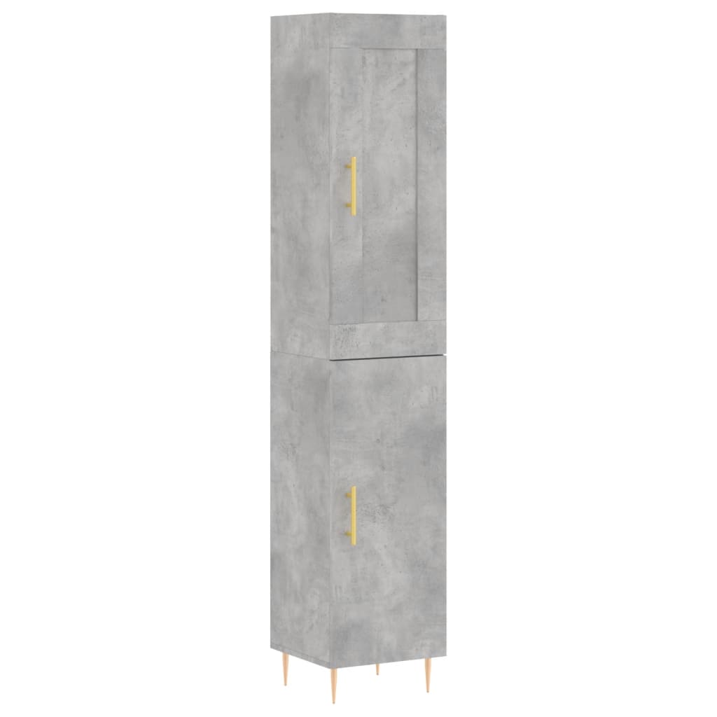 Dulap înalt, gri beton, 34,5x34x180 cm, lemn prelucrat