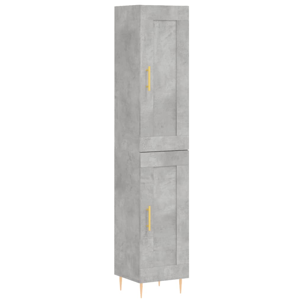 Dulap înalt, gri beton, 34,5x34x180 cm, lemn prelucrat