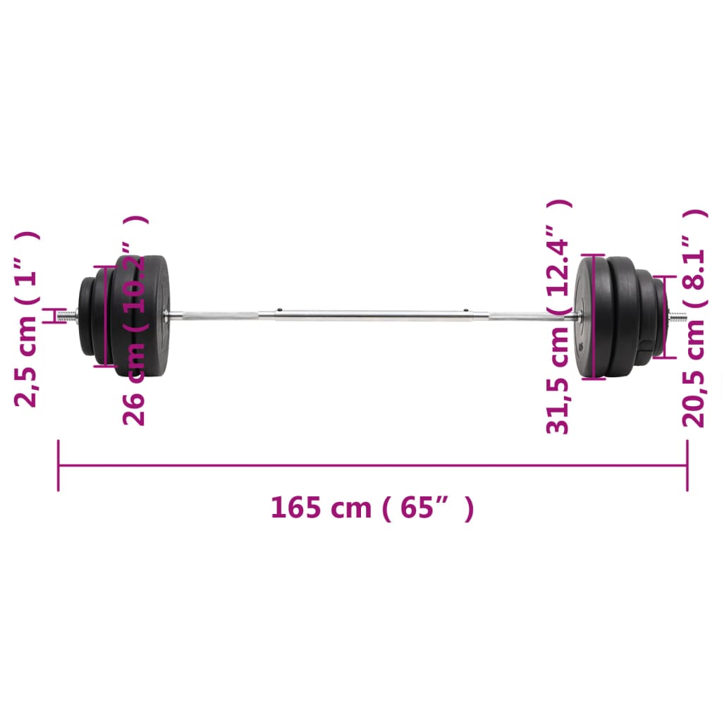 Set halteră ondulată cu greutăți, 60 kg