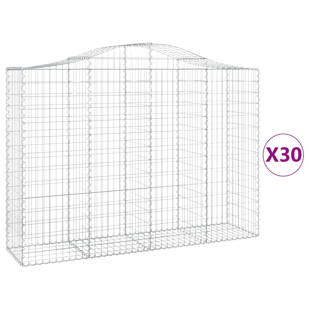 Coșuri gabion arcuite 30 buc, 200x50x140/160cm, fier galvanizat