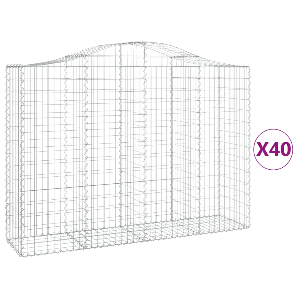 Coșuri gabion arcuite 40 buc, 200x50x140/160cm, fier galvanizat