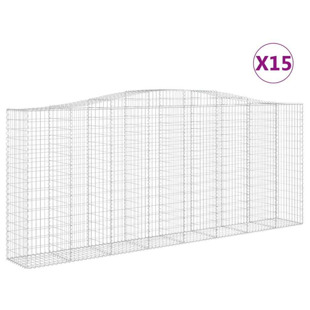 Coș gabion arcuit, 15 buc, 400x50x160/180 cm, fier galvanizat