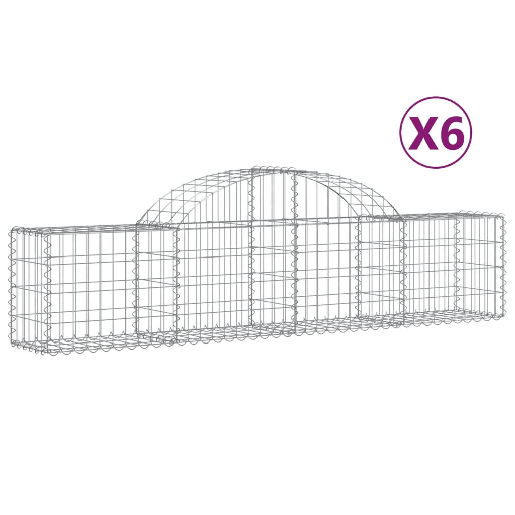 Coșuri gabion arcuite 6 buc, 200x30x40/60 cm, fier galvanizat