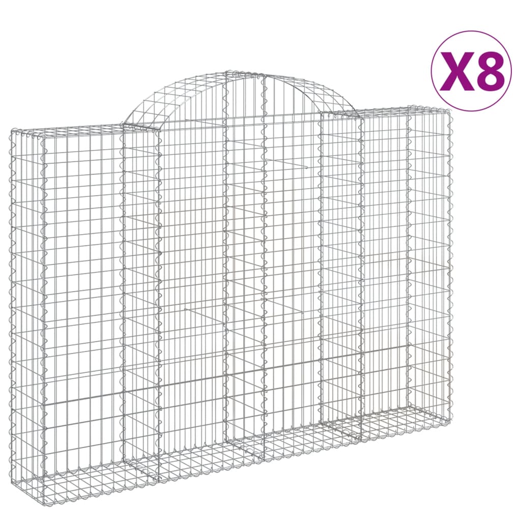 Coșuri gabion arcuite 8 buc, 200x30x140/160cm, fier galvanizat