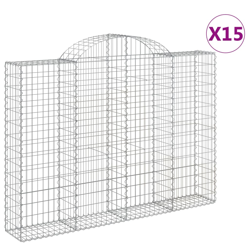 Coșuri gabion arcuite 15 buc, 200x30x140/160cm, fier galvanizat