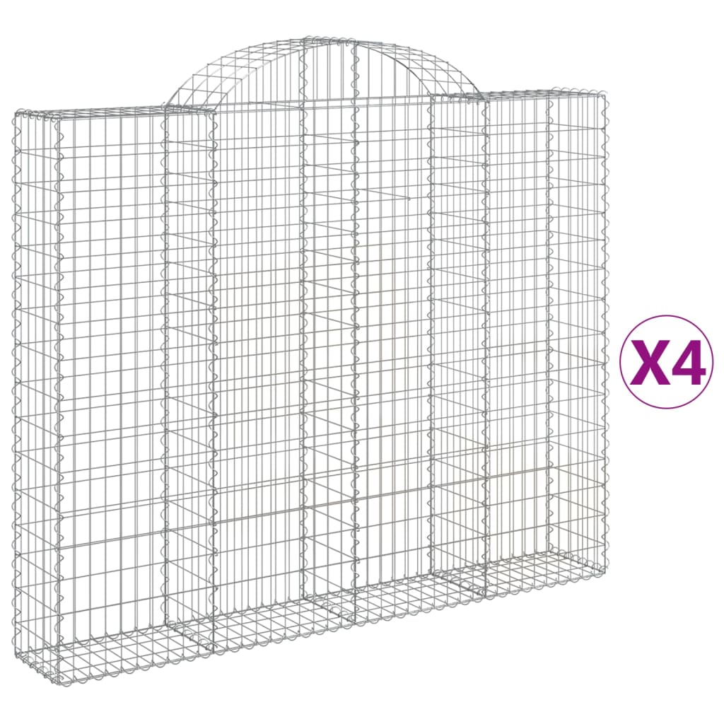 Coșuri gabion arcuite 4 buc, 200x30x160/180 cm, fier galvanizat