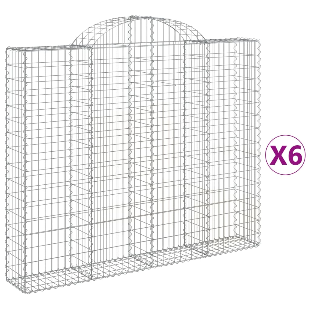 Coșuri gabion arcuite 6 buc, 200x30x160/180 cm, fier galvanizat