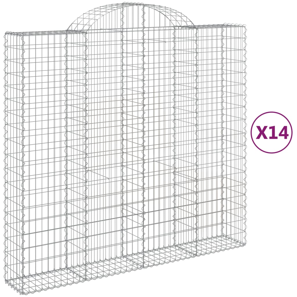 Coșuri gabion arcuite 14 buc, 200x50x180/200cm, fier galvanizat