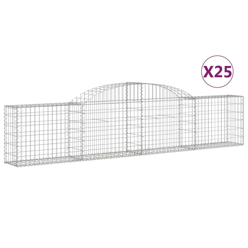 Coșuri gabion arcuite, 25 buc., 300x30x60/80cm, fier galvanizat