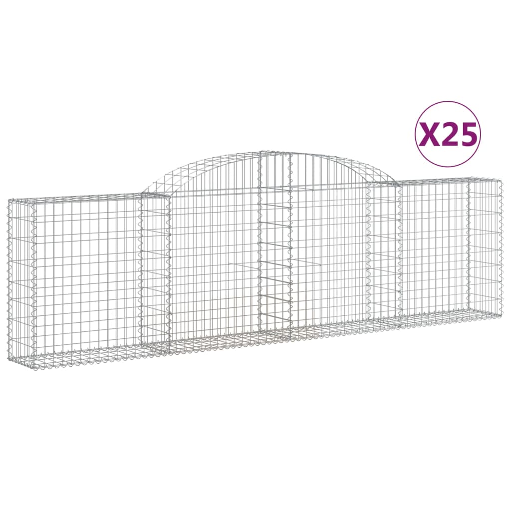 Coșuri gabion arcuite 25 buc, 300x30x80/100 cm, fier galvanizat