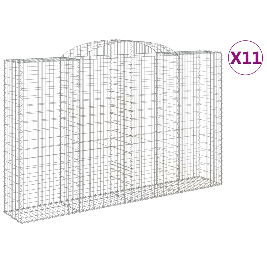 Coșuri gabion arcuite 11 buc, 300x50x180/200 cm fier galvanizat