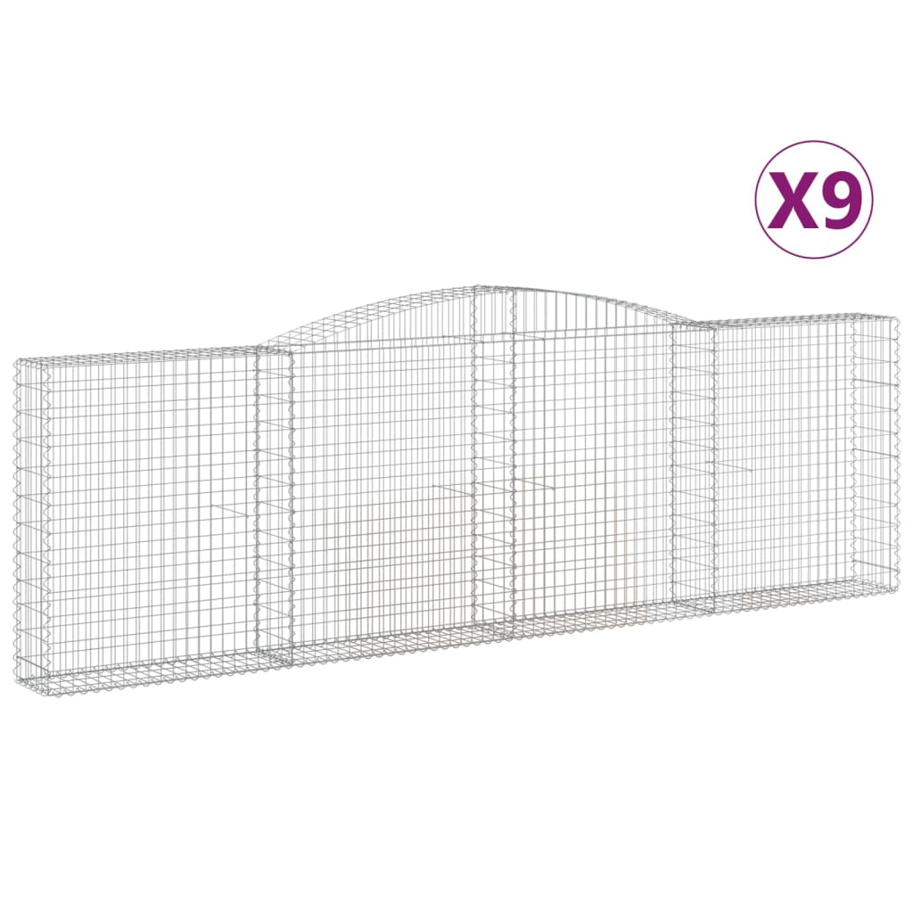 Coșuri gabion arcuite 9 buc. 400x30x120/140 cm, fier galvanizat