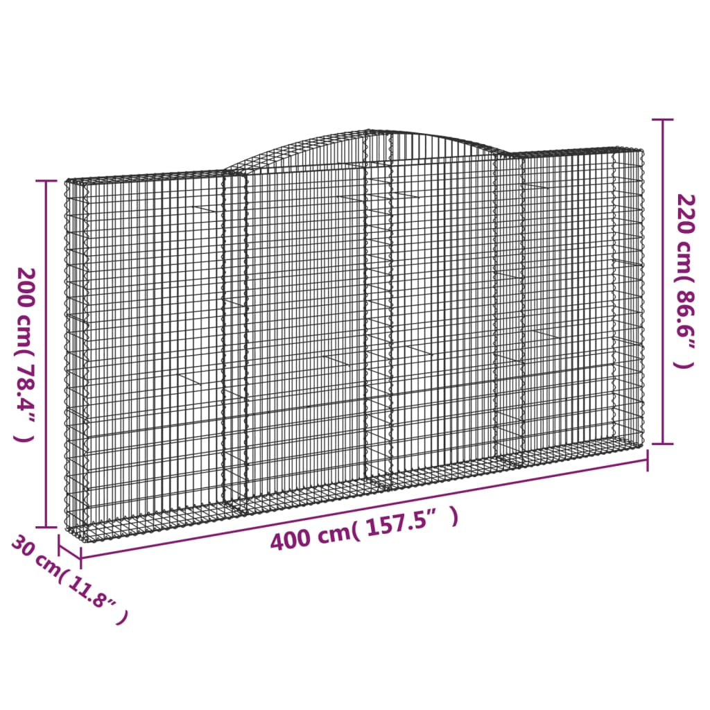 Coșuri gabion arcuite 5 buc. 400x30x200/220 cm fier galvanizat