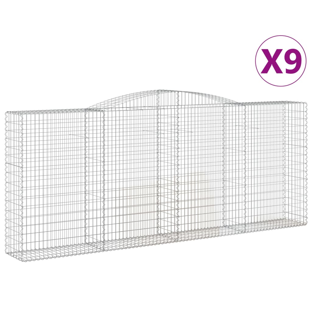 Coșuri gabion arcuite 9 buc. 400x50x160/180 cm, fier galvanizat