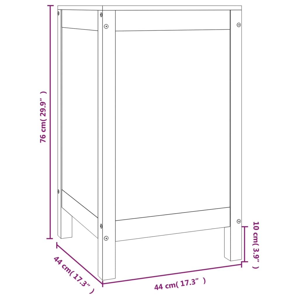 Cutie de rufe, alb, 44x44x76 cm, lemn masiv de pin