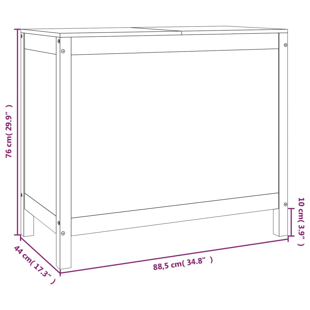 Cutie de rufe, gri, 88,5x44x76 cm, lemn masiv de pin