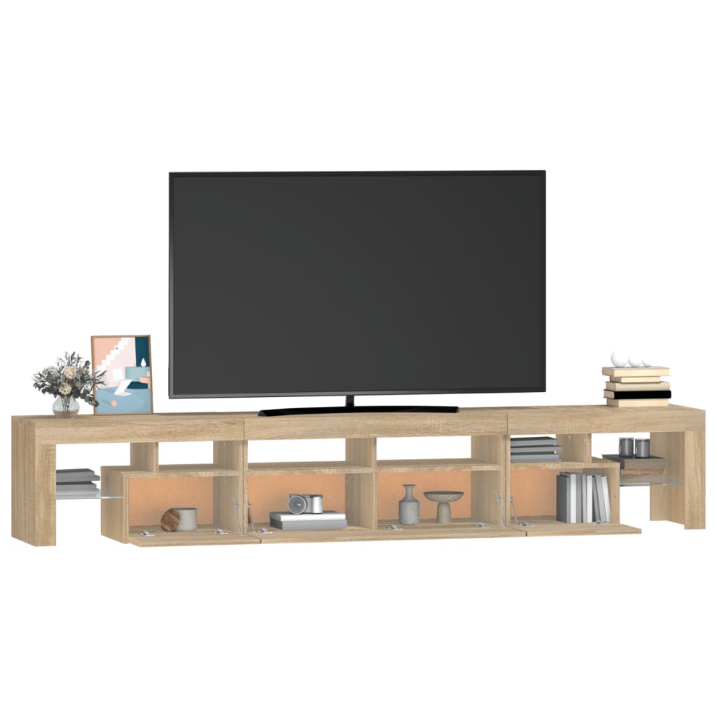 Comodă TV cu lumini LED, stejar sonoma, 230x36,5x40 cm