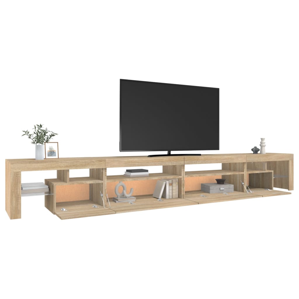 Comodă TV cu lumini LED, stejar sonoma, 290x36,5x40 cm