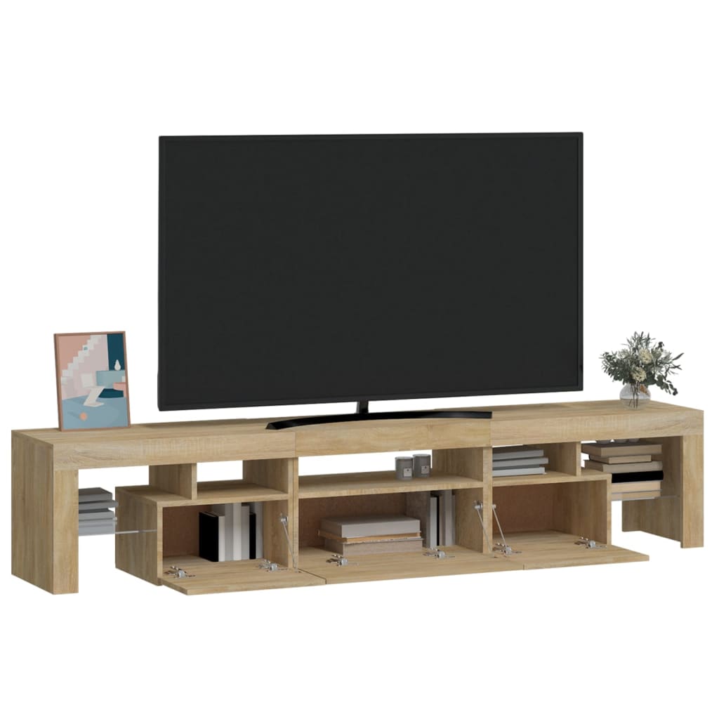 Comodă TV cu lumini LED, stejar sonoma, 200x36,5x40 cm