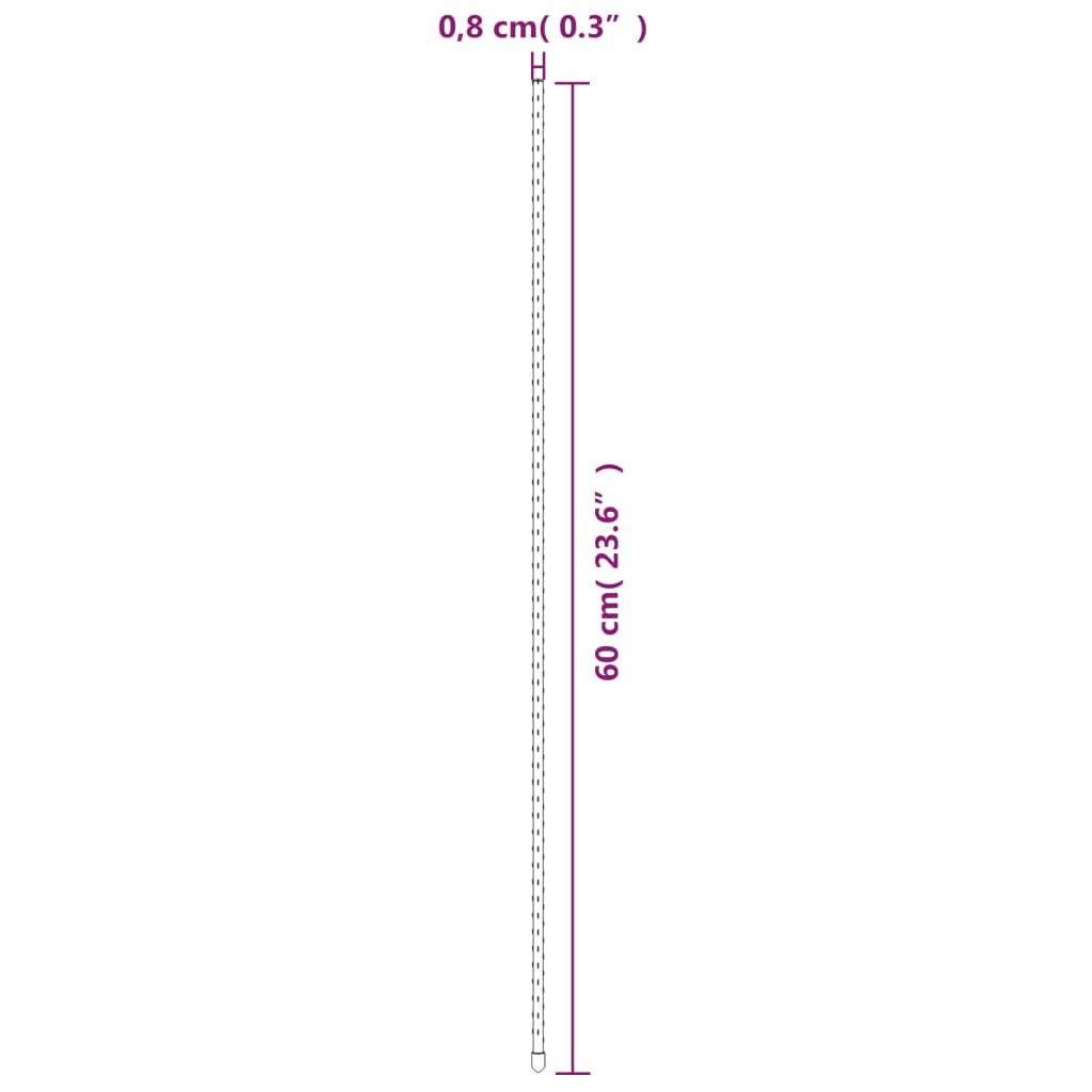 Țăruși pentru plante de grădină, 20 buc., negru, 61 cm, oțel