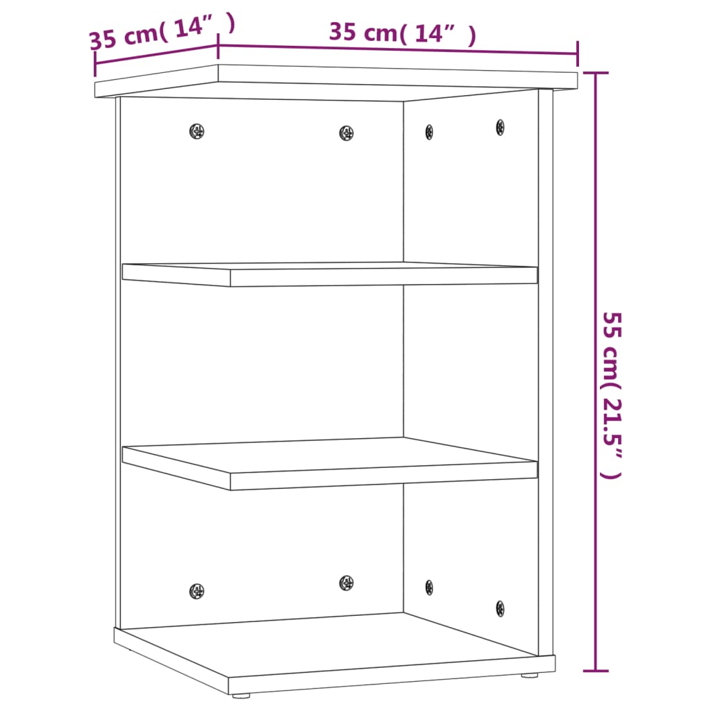 Dulap lateral, stejar fumuriu, 35x35x55 cm, lemn prelucrat