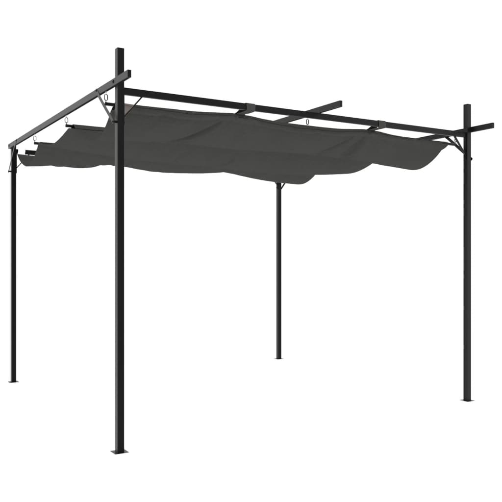 Pergola cu acoperiș retractabil, antracit, 295x292x230 cm