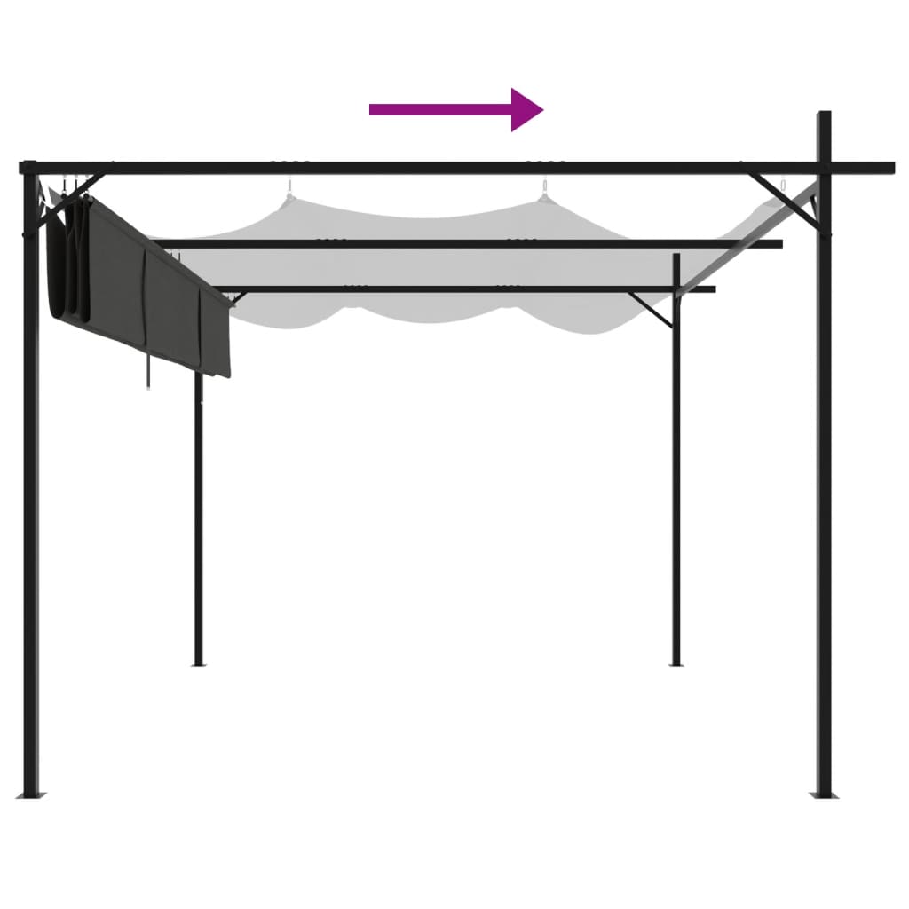 Pergola cu acoperiș retractabil, antracit, 295x292x230 cm