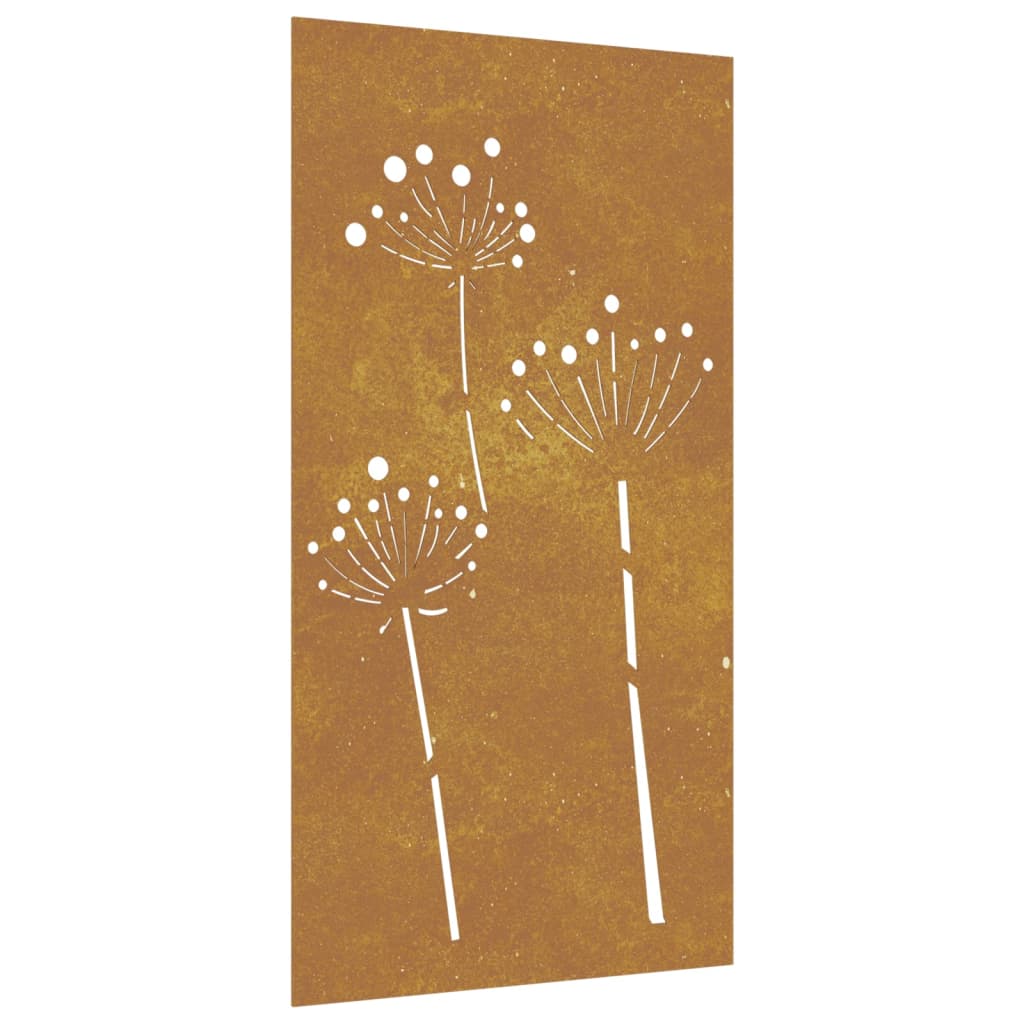 Decor perete de grădină 105x55 cm design flori oțel Corten