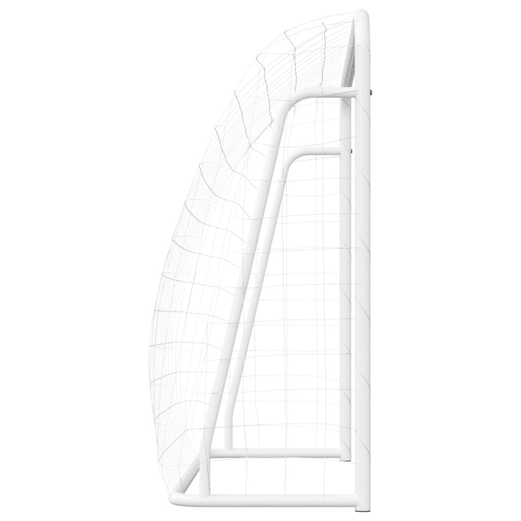 Poartă de fotbal cu plasă, alb, 214x75x152 cm, oțel/poliester