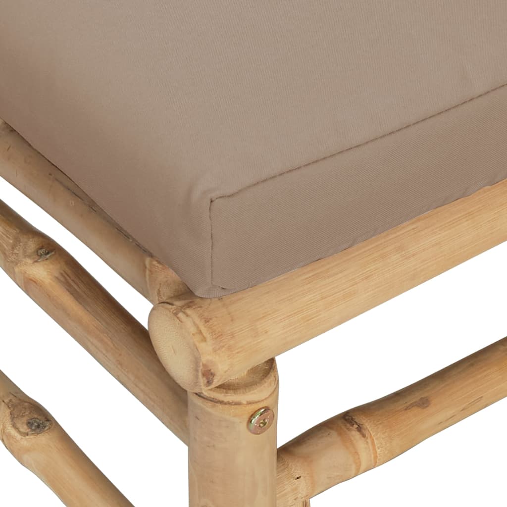 Set mobilier de grădină cu perne gri taupe, 3 piese, bambus