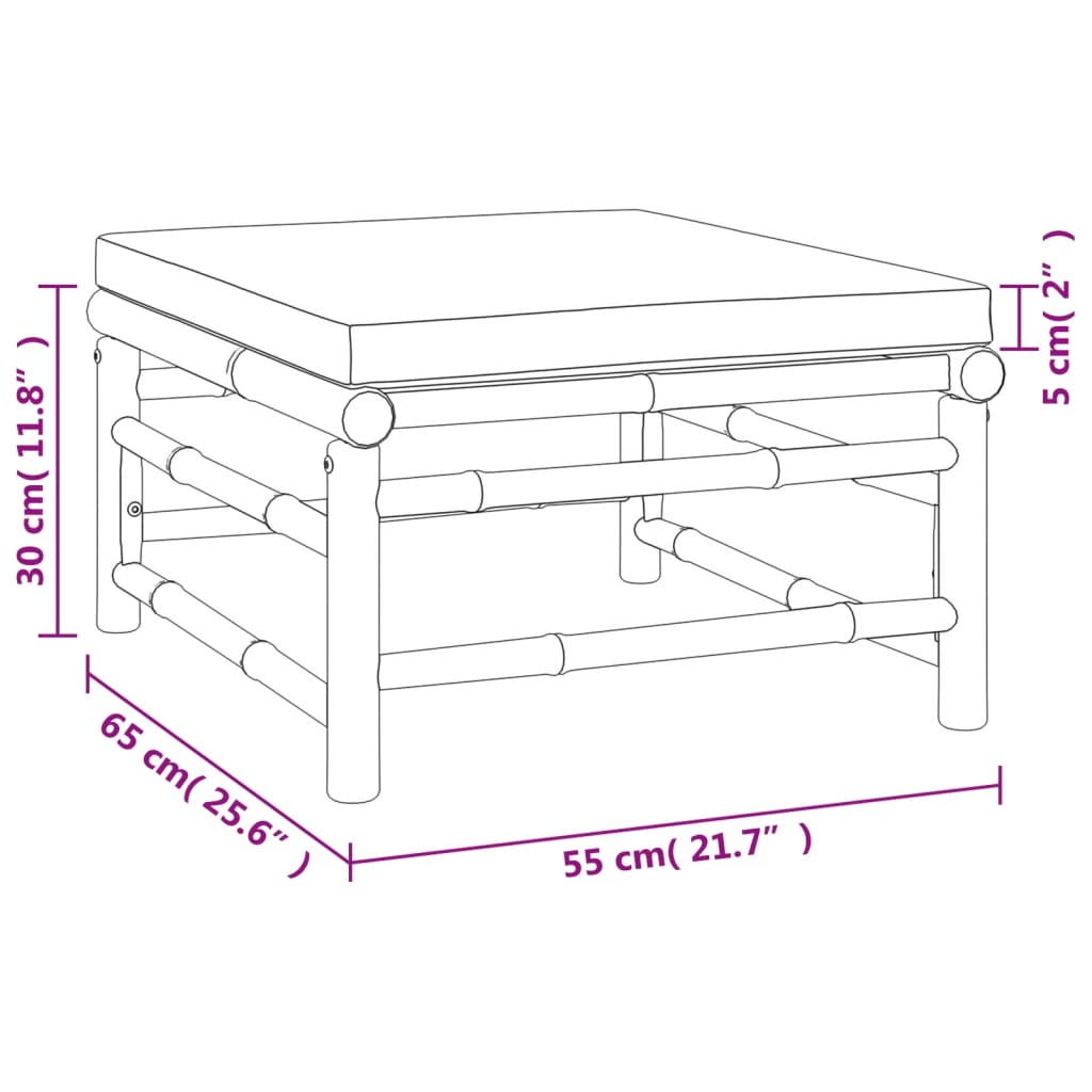 Set mobilier de grădină cu perne verzi, 3 piese, bambus