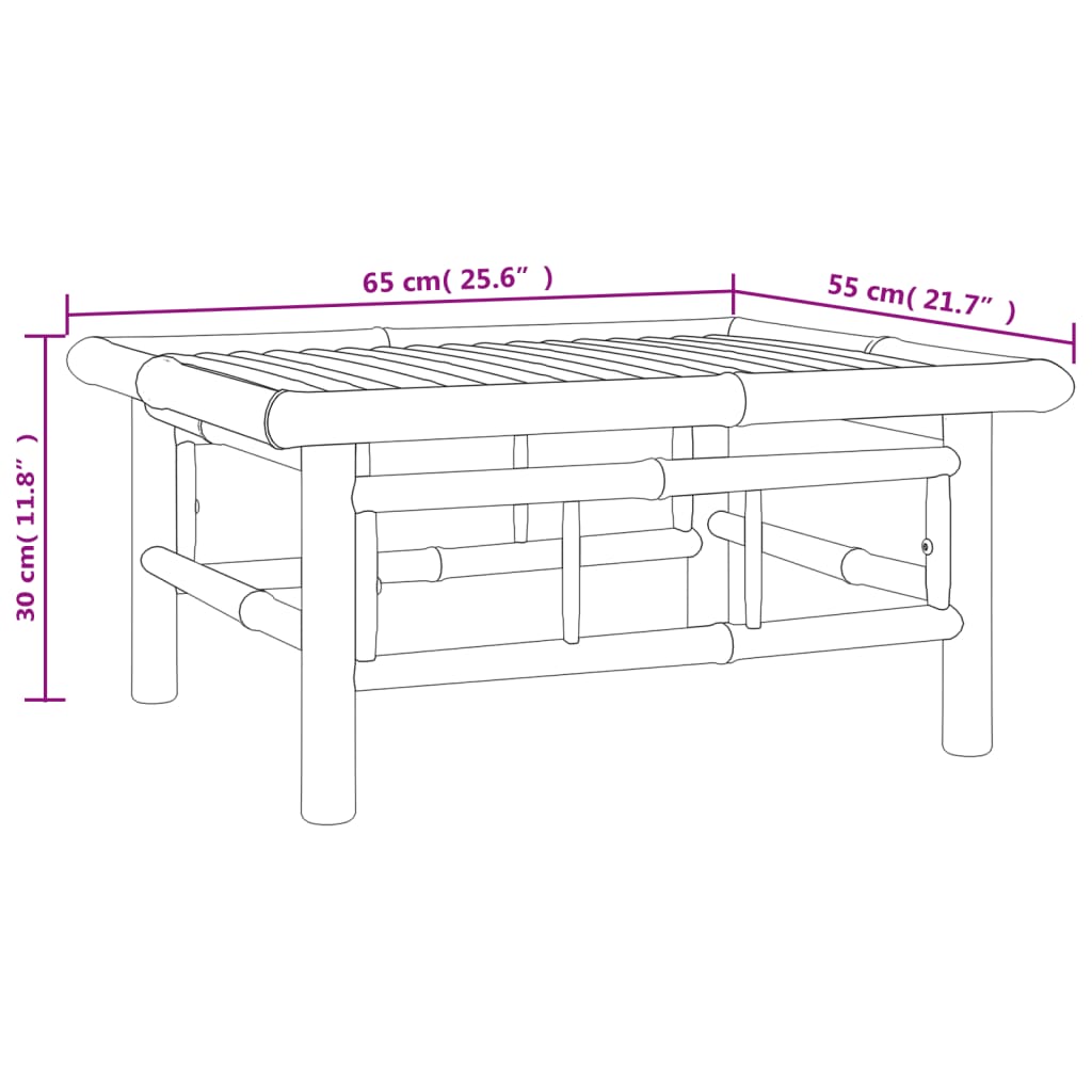 Set mobilier de grădină, cu perne alb crem, 3 piese, bambus