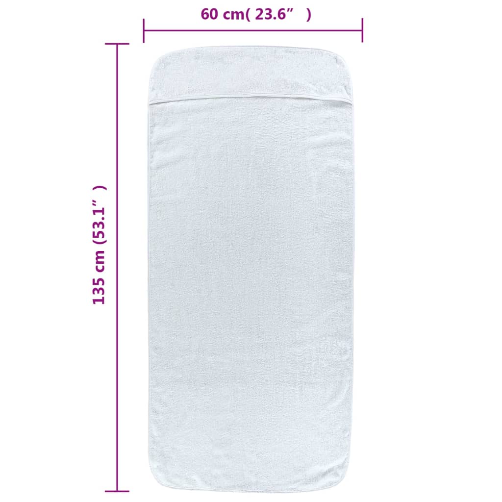 Prosoape de plajă, 2 buc., alb, 60x135 cm, textil 400 GSM