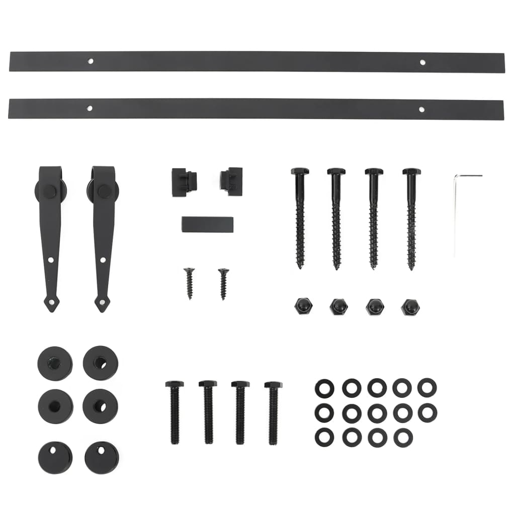 Set glisare ușă mini pentru dulap, negru, oțel carbon, 122 cm