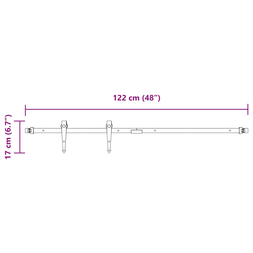 Set glisare ușă mini pentru dulap, negru, oțel carbon, 122 cm