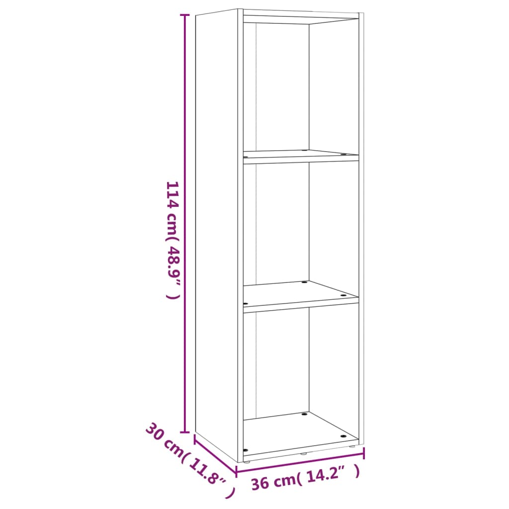 Bibliotecă/dulap TV stejar afumat, 36x30x114 cm, lemn prelucrat