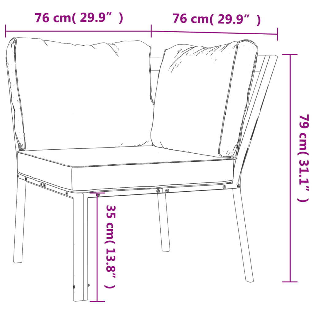 Scaun de grădină cu perne gri, 76x76x79 cm, oțel