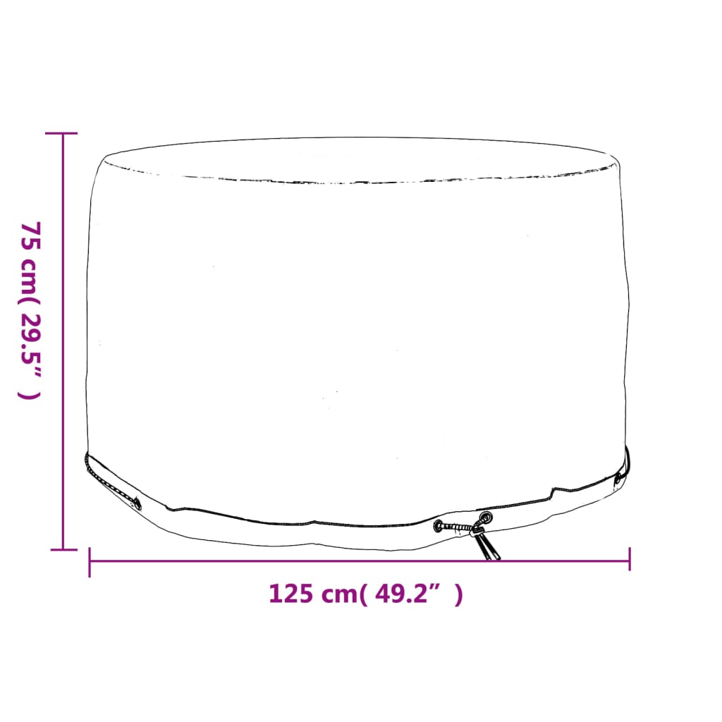 Husă mobilier de grădină, 6 ocheți, rotund, Ø125x75 cm