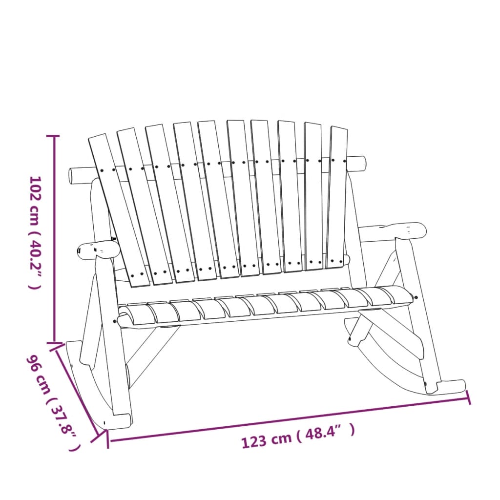 Bancă balansoar cu 2 locuri, 123x96x102 cm, lemn masiv molid