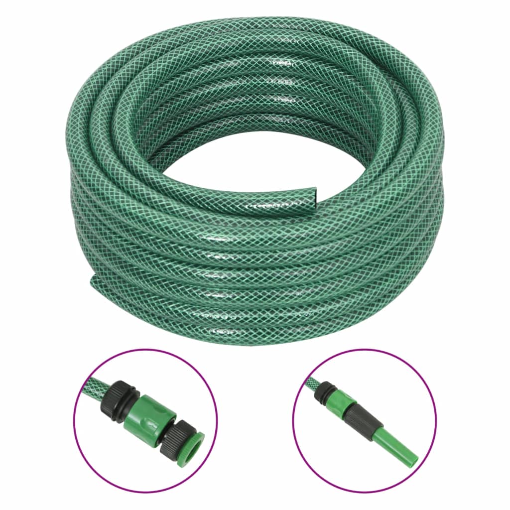 Furtun de grădină cu set de racorduri, verde, 0,5", 30 m, PVC