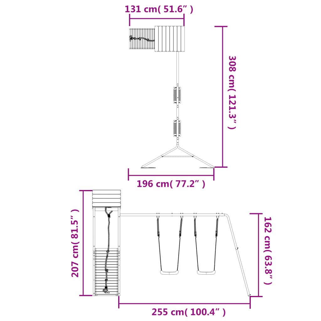 Set de joacă pentru exterior, lemn masiv de douglas