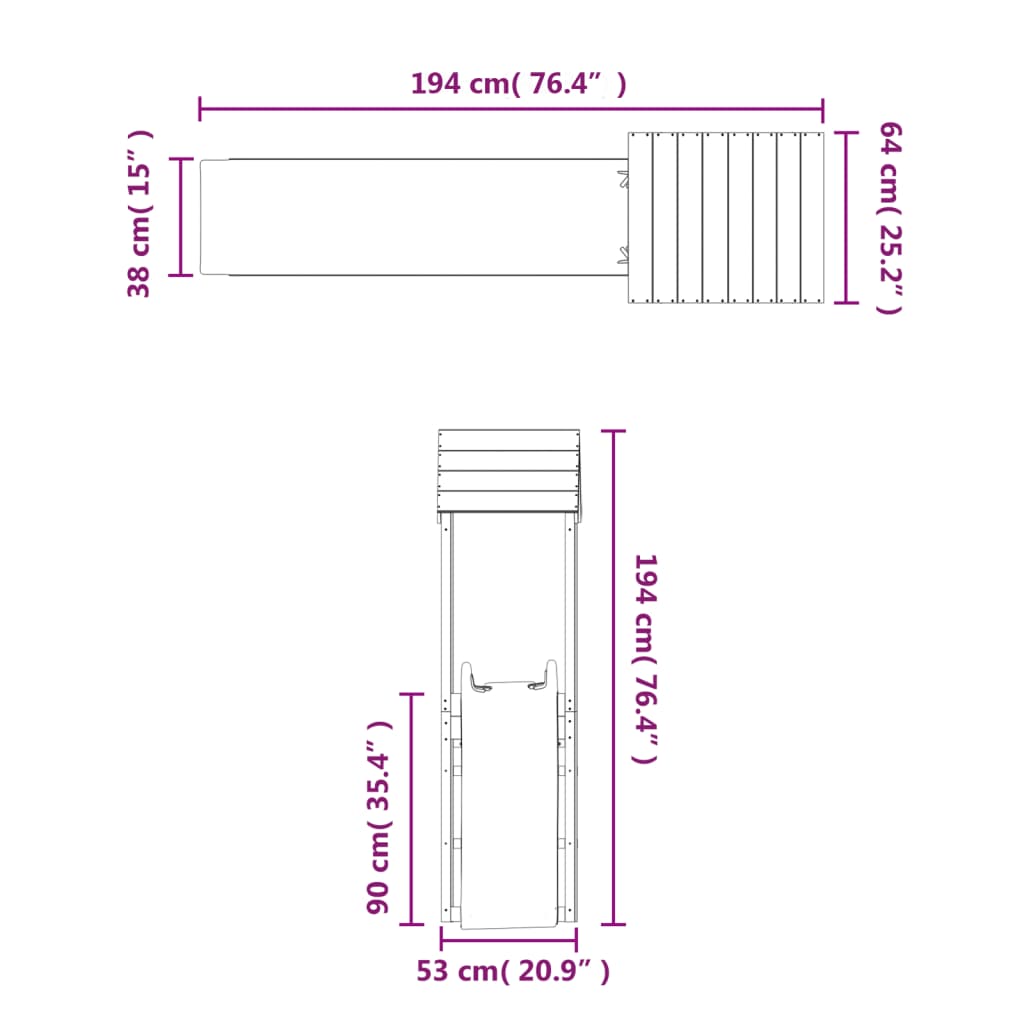 Set de joacă pentru exterior, lemn masiv de pin