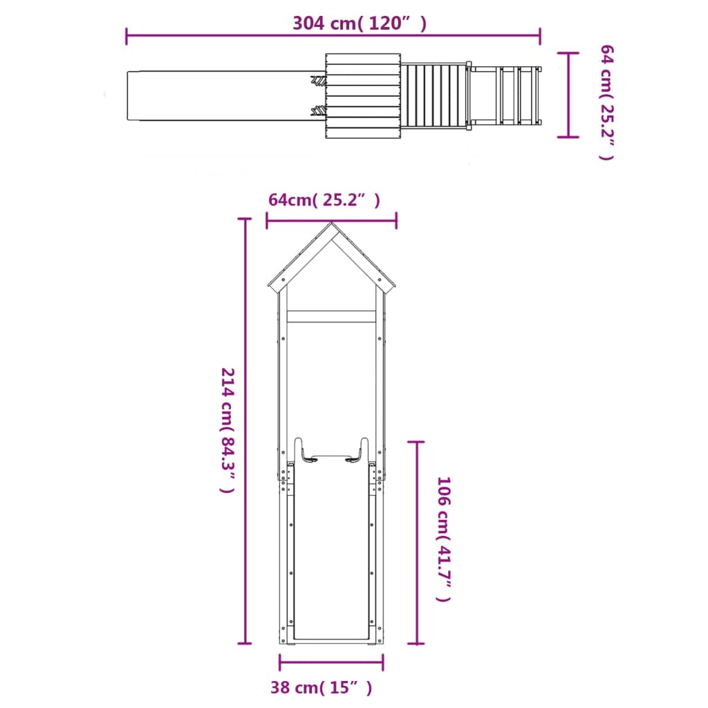 Set de joacă pentru exterior, lemn de pin impregnat