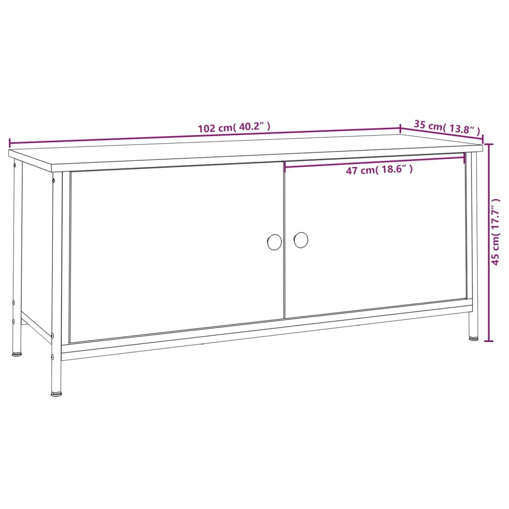 Comodă TV cu uși, negru, 102x35x45 cm, lemn prelucrat